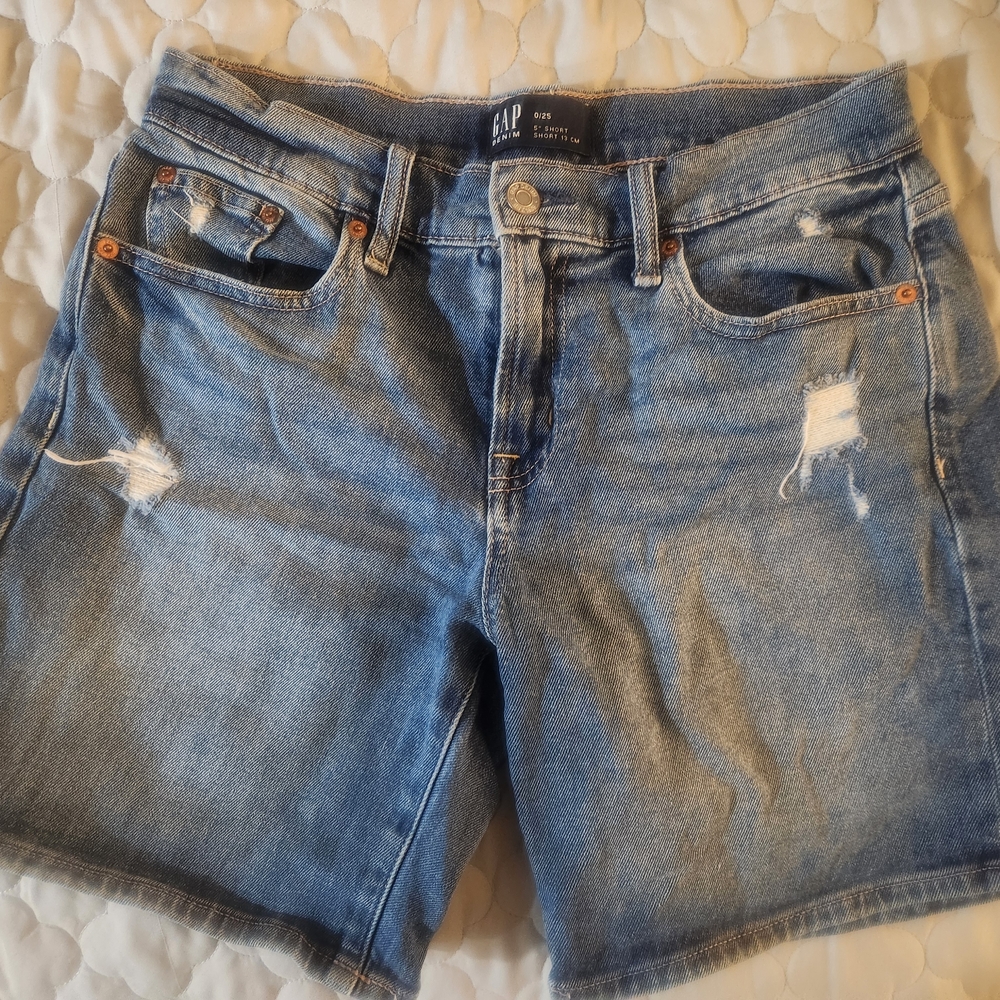 GAP Blue Jean Shorts Distressed Vintage Style